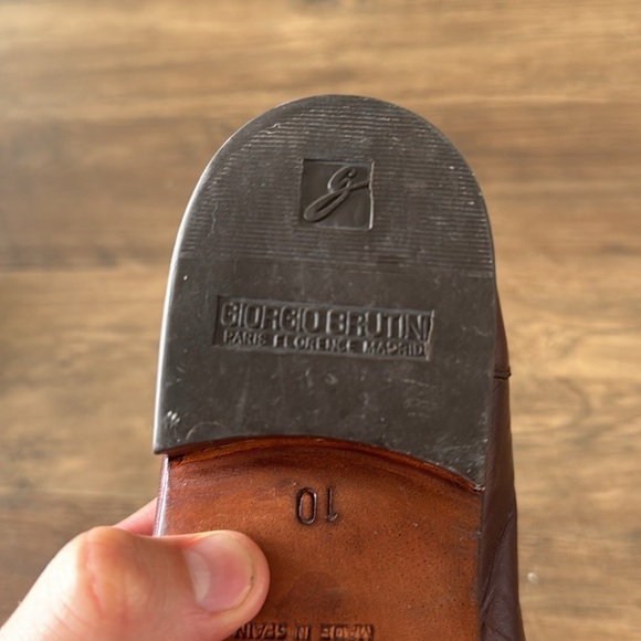 GIORGIO BRUTINI Luxury Oxford | Slip On Dress Shoes | Men’s 10 | Brown - Picture 8 of 10